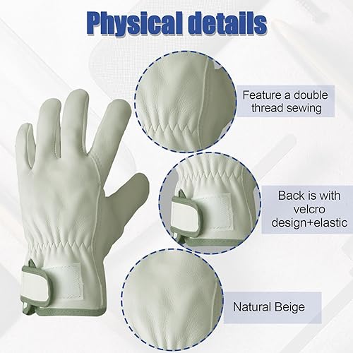Miniatura 4 de KetterlePPE 2 pares de guantes de trabajo de cuero de vaca para hombres, guantes a prueba de espinas para jardinería, corte de madera, guantes de