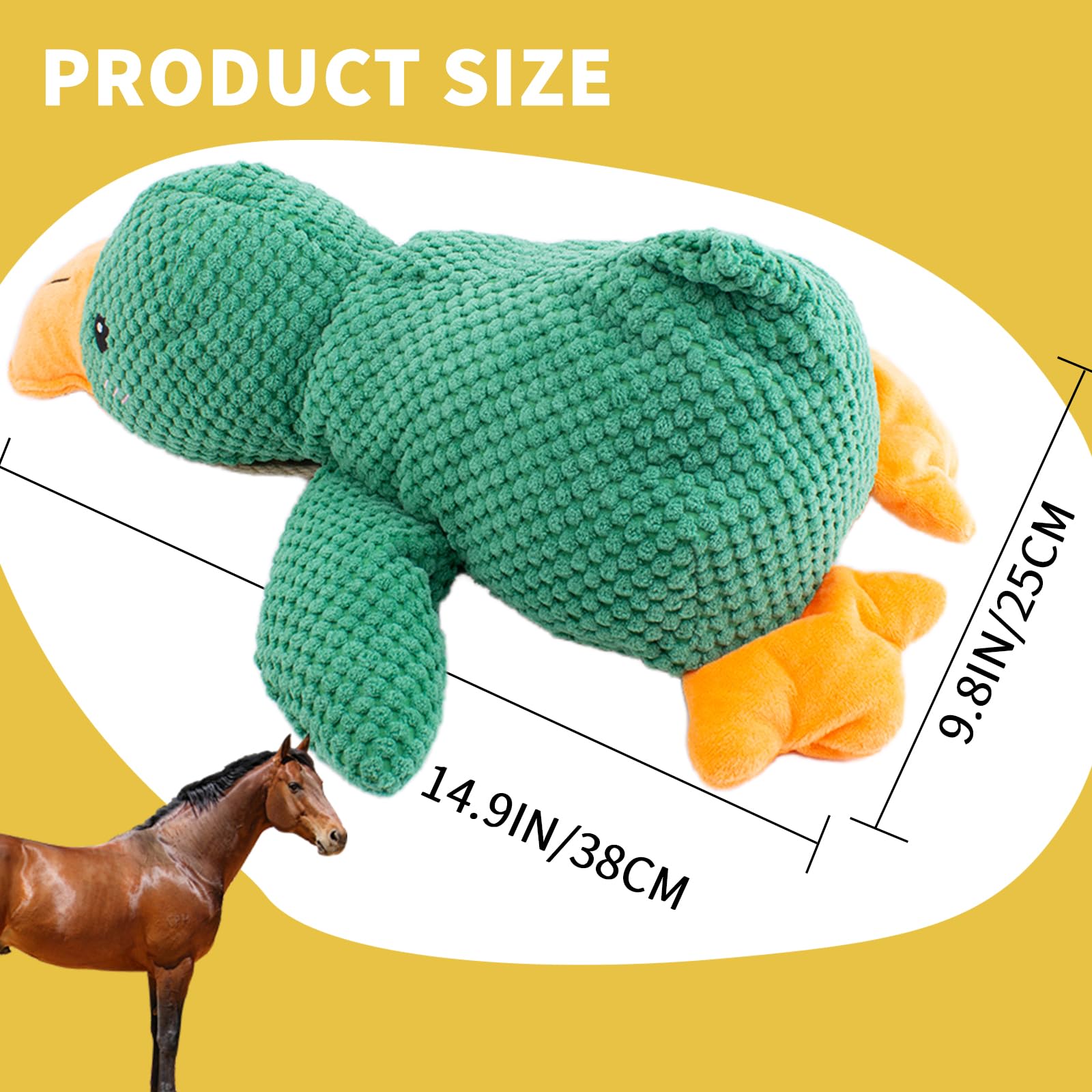 Pato de peluche chirriante, juguete interactivo para caballos, pelota de juguete interactiva para caballos, juguete de peluche para mantenerlos ocupados