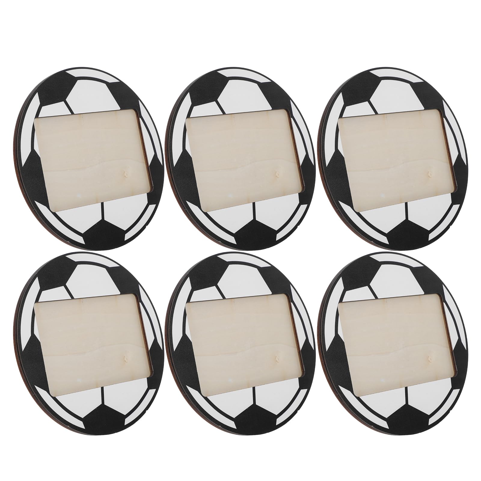 Marco de Fotos de Madera Temática Fútbol 6 Piezas 6 X 4 Pulgadas Soporte para Exhibición de Fotografías Decoración de Mesa Rústica Adecuado para Fiestas y Recuerdos