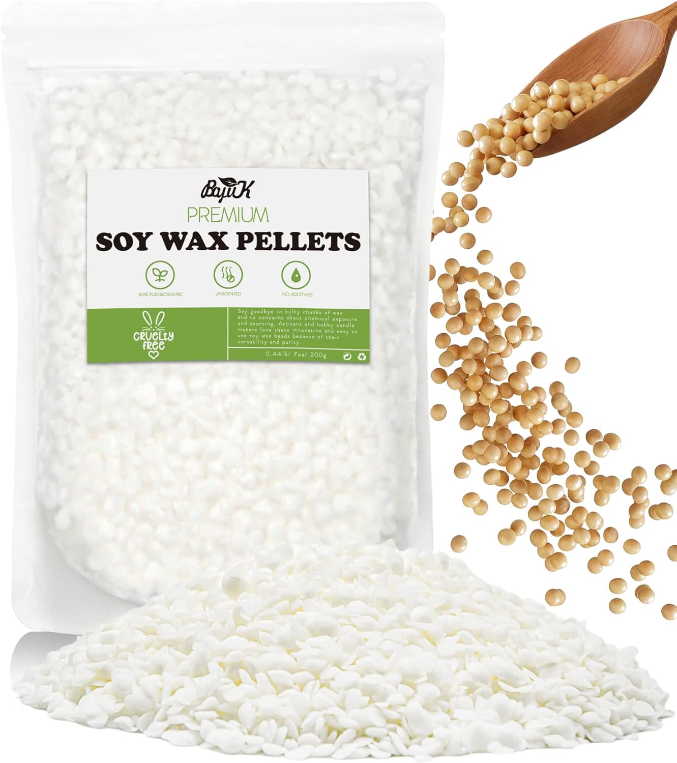 Soy Wax, BOYUJK Premium Natural Candle Wax, 100% Soy Wax for Candle Making from Organic Farm No additives, Harmless and Pure (200g)