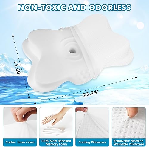 Miniatura 2 de Almohada refrescante, almohada cervical de espuma viscoelástica para aliviar el dolor, almohadas ergonómicas sin olor para adultos con funda de