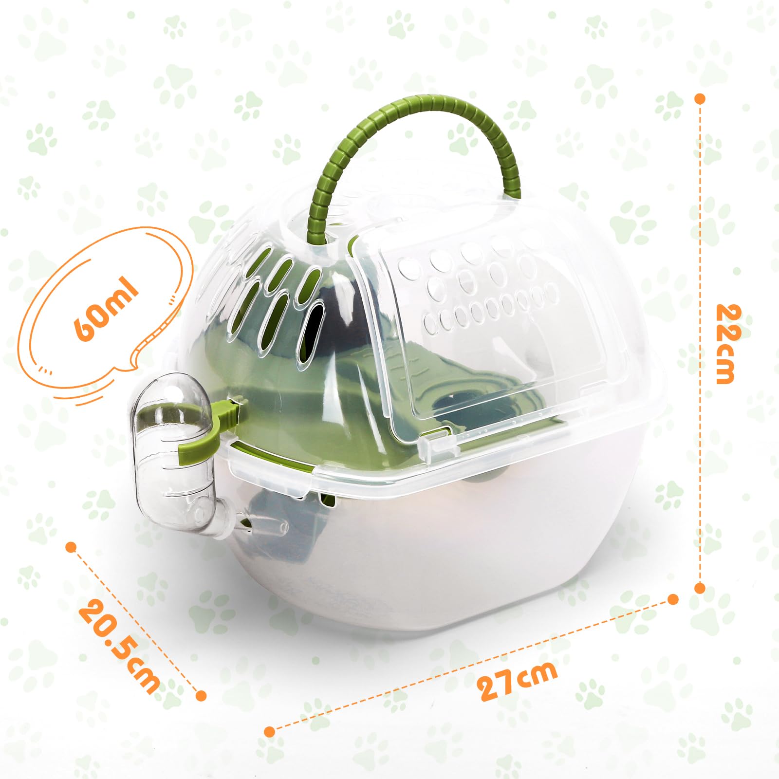 Nobleza - Jaula para Transportar Animales Pequeños, Jaulas Portadores de Hámster Portátiles, Transporte Contenedor para Conejos, Trasportín Rejillas de ventilación, Cómoda asa (L27*W20.5*H17CM)