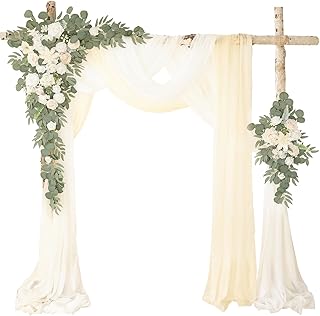 12 Seemantham Decoration Ideas Blending Tradition And Grace 123 Deluxe White Artificial Wedding Arch Flowers with Drapes Kit-Pack of 5, ...
