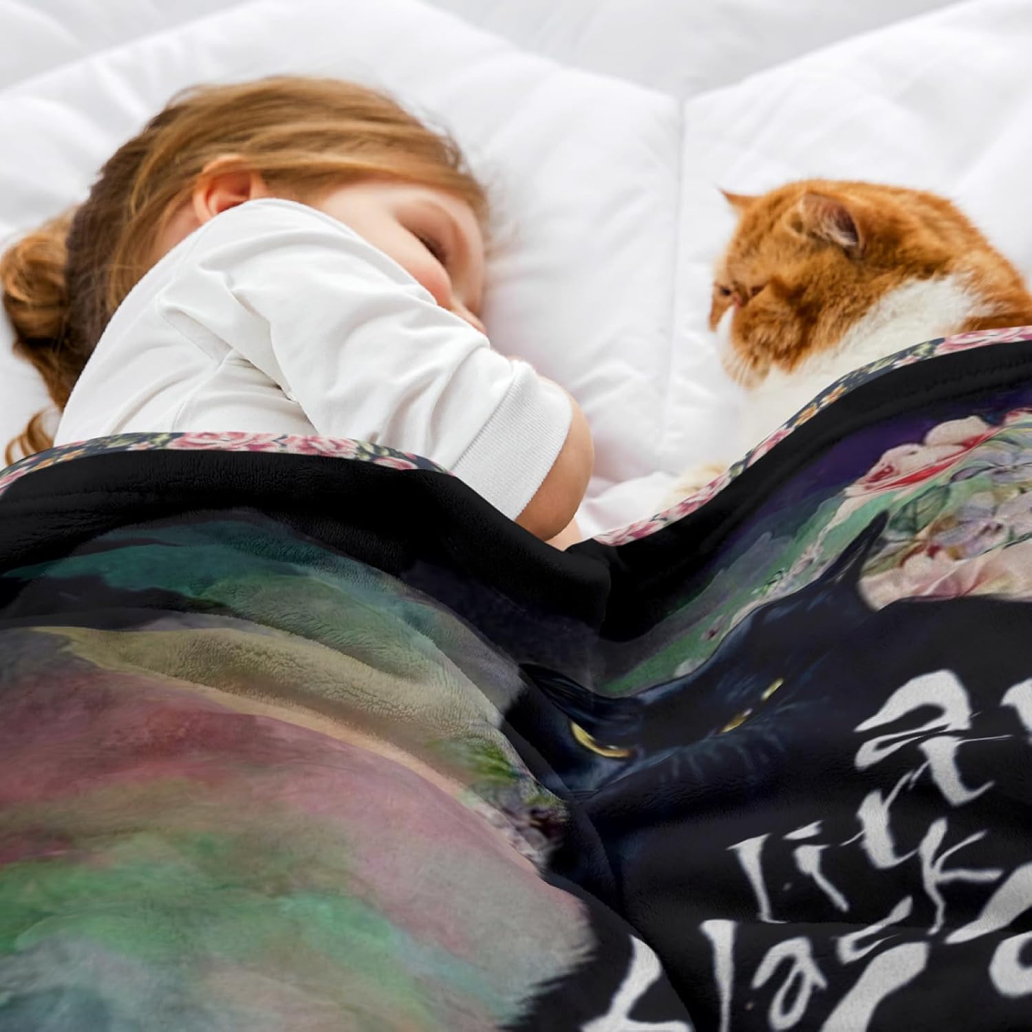 Black Cat Throw Bedroom Accessories Flannel Blanket, Soft Warm Four Seasons Bed Throw Air Conditioning Blanket Sofa Quilt (60''X50'', Black Cat) - Image 2