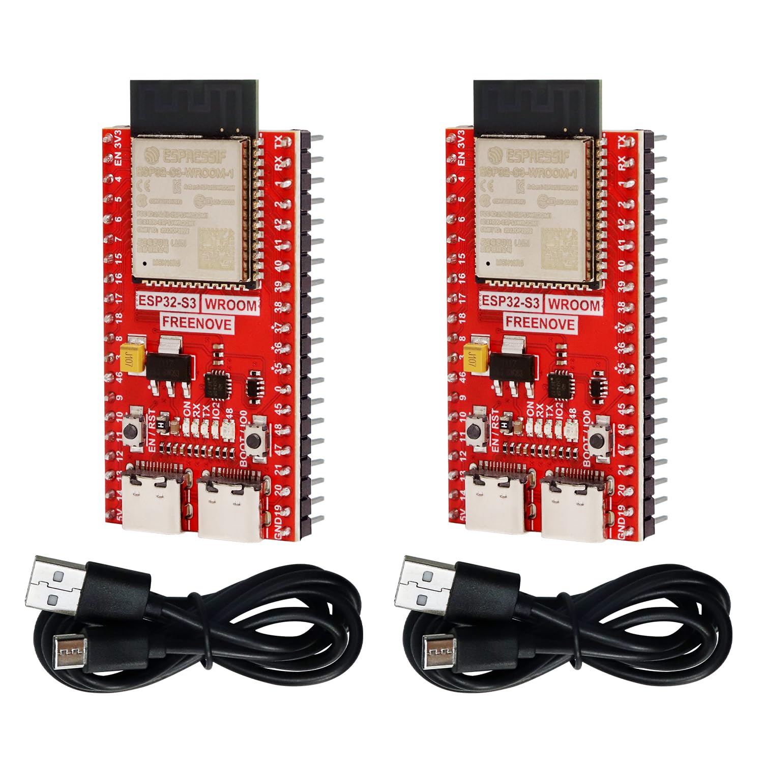 Freenove ESP32-S3 Board Lite 16 MB Flash 2 Pack Dual-core 32-bit 240 MHz Microcontroller Wireless Python C