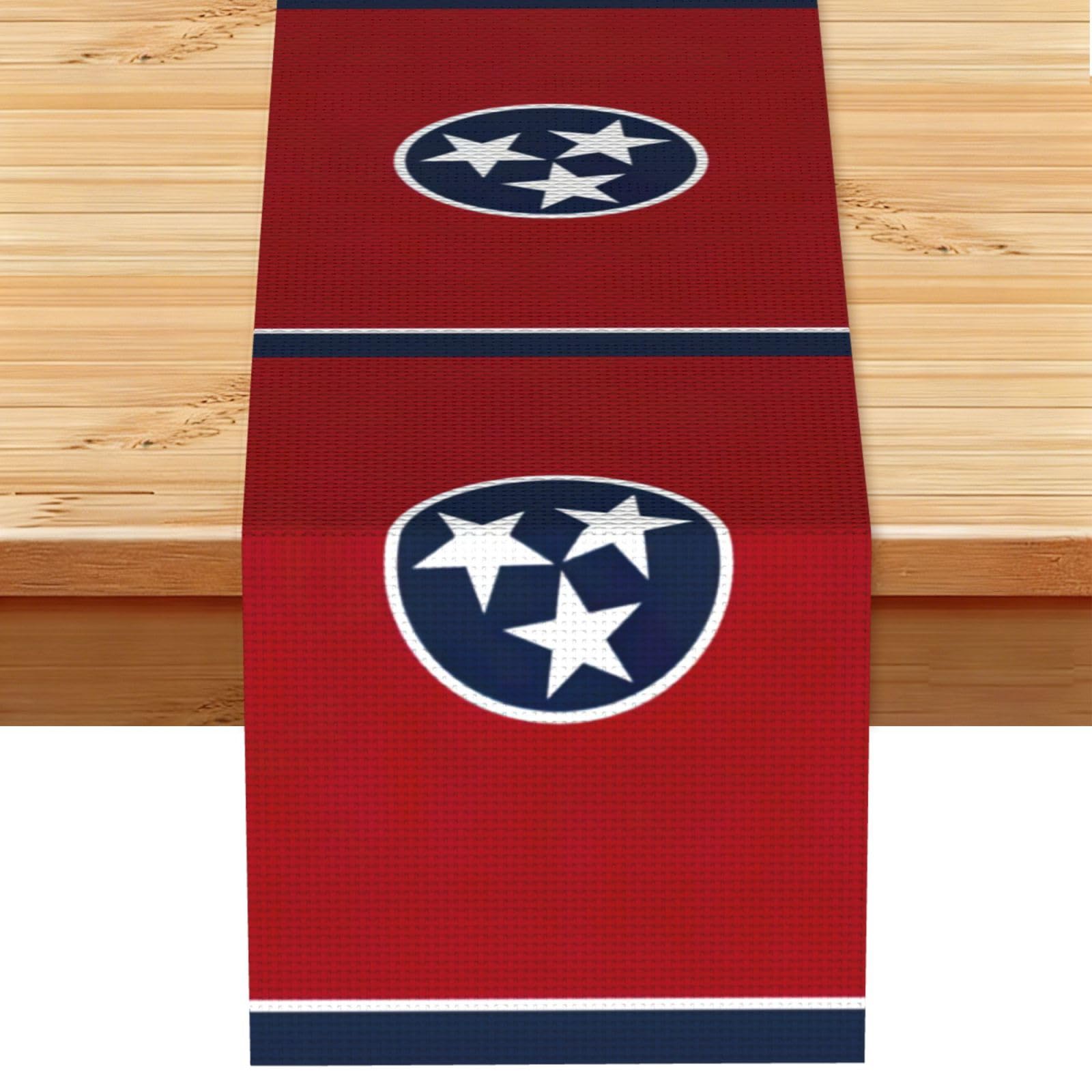 Tennessee flag Printed Table Runner 13 x 72, Wrinkle Resistant Decor for Dining Table Coffee Table Fireplace