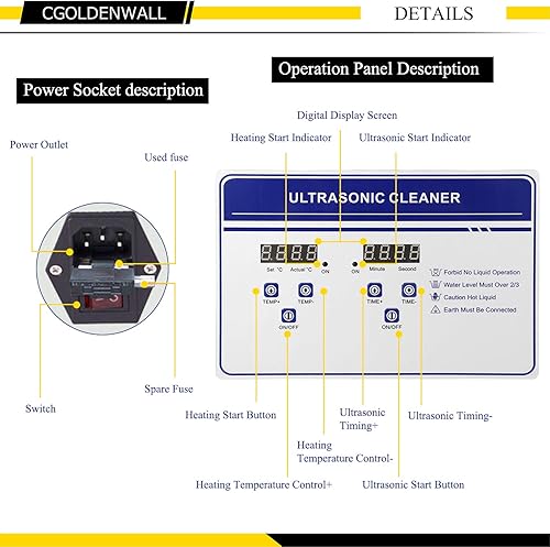 Miniatura 2 de 6L profesional de acero inoxidable multifuncional limpiador ultrasónico anteojos Limpiador de la joyería digital Grado Comercial