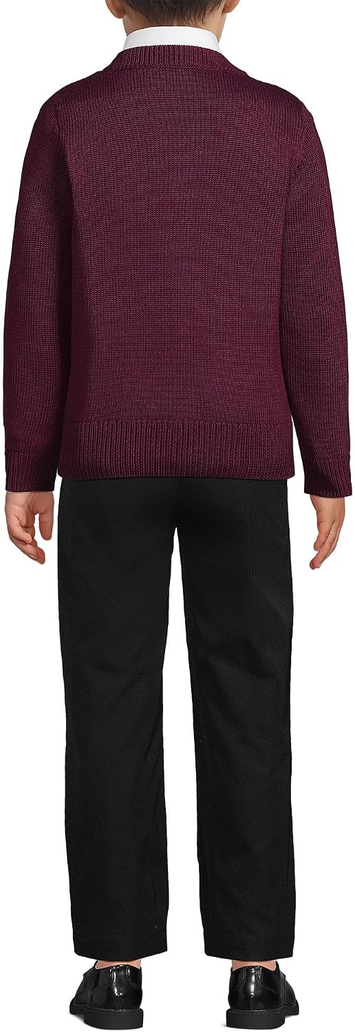 Lands' End Kids Legacy Varsity Cardigan Small Burgundy