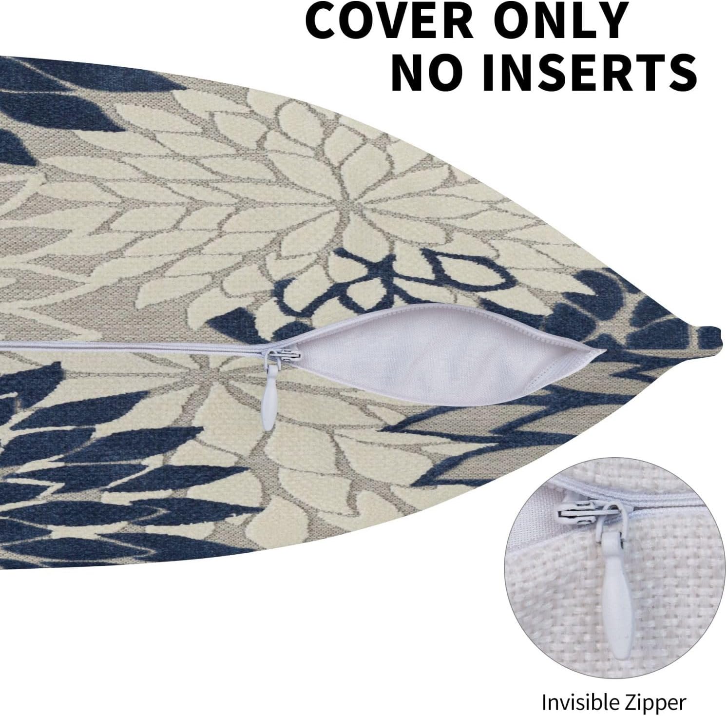 Navy Blue Pillow Covers 18x18 Inch Set of 2 Rustic Navy Blue White Dahlia Floral Decorative Throw Pillows Farmhouse Geometric Flower Decor Cushion Cover for Home Sofa Bedroom Outdoor - Image 7