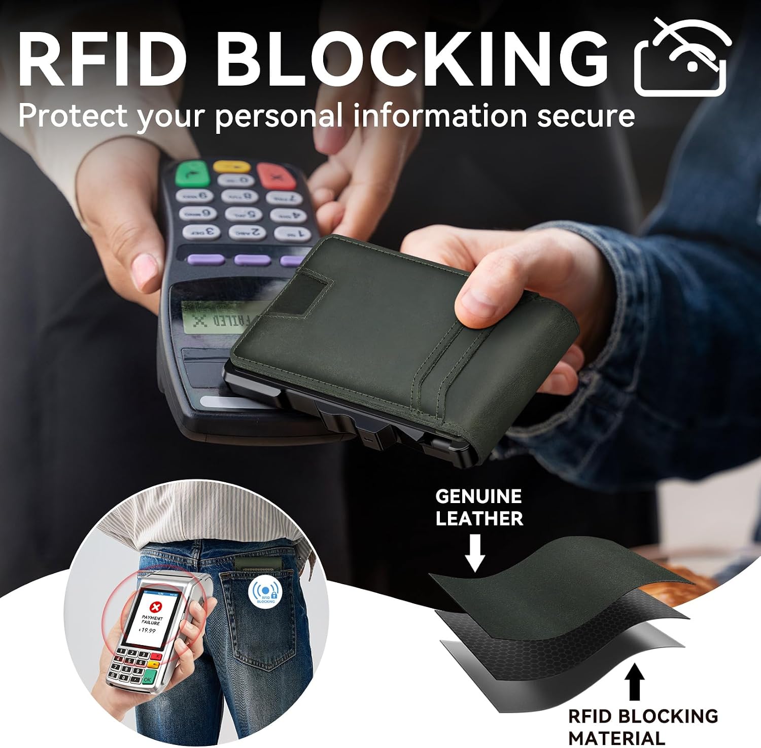  Genuine Leather Wallet for Men: Slim RFID Smart Minimalist Wallet thumbnail