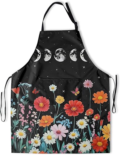 Miniatura 32 de Giwawa Delantal unisex para adultos, impermeable, resistente a las manchas, delantal de cocina con 2 bolsillos para BBQ, parrilla y pintura