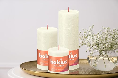 Miniatura 7 de BOLSIUS Paquete de 4 velas de pilar rústicas amarillas  2.75 x 7.5 pulgadas  Calidad europea premium  Cera natural ecológica a base de plantas  sin