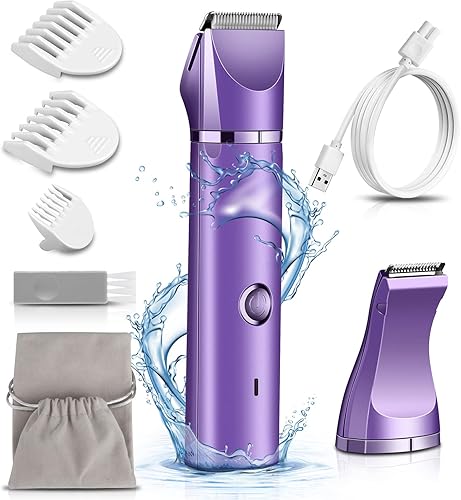 Recortadora de bikini para mujer, maquinillas de afeitar eléctricas 2 en 1 para mujer, recortadora de pelo púbico para línea de bikini, piernas,