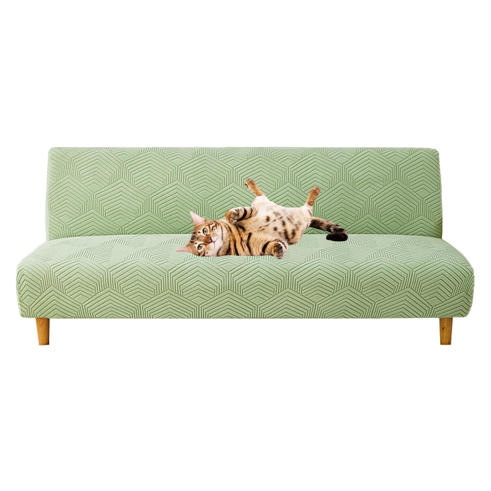 Housse de futon sans accoudoirs lavable pour canapé-lit vert