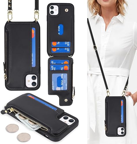Miniatura 99 de Cavor for iPhone 11 Wallet Case with Card Slots Holder,Premium PU Leather Kickstand Feature Case [Wrist Strap] Double Magnetic Clasp Shockproof Flip