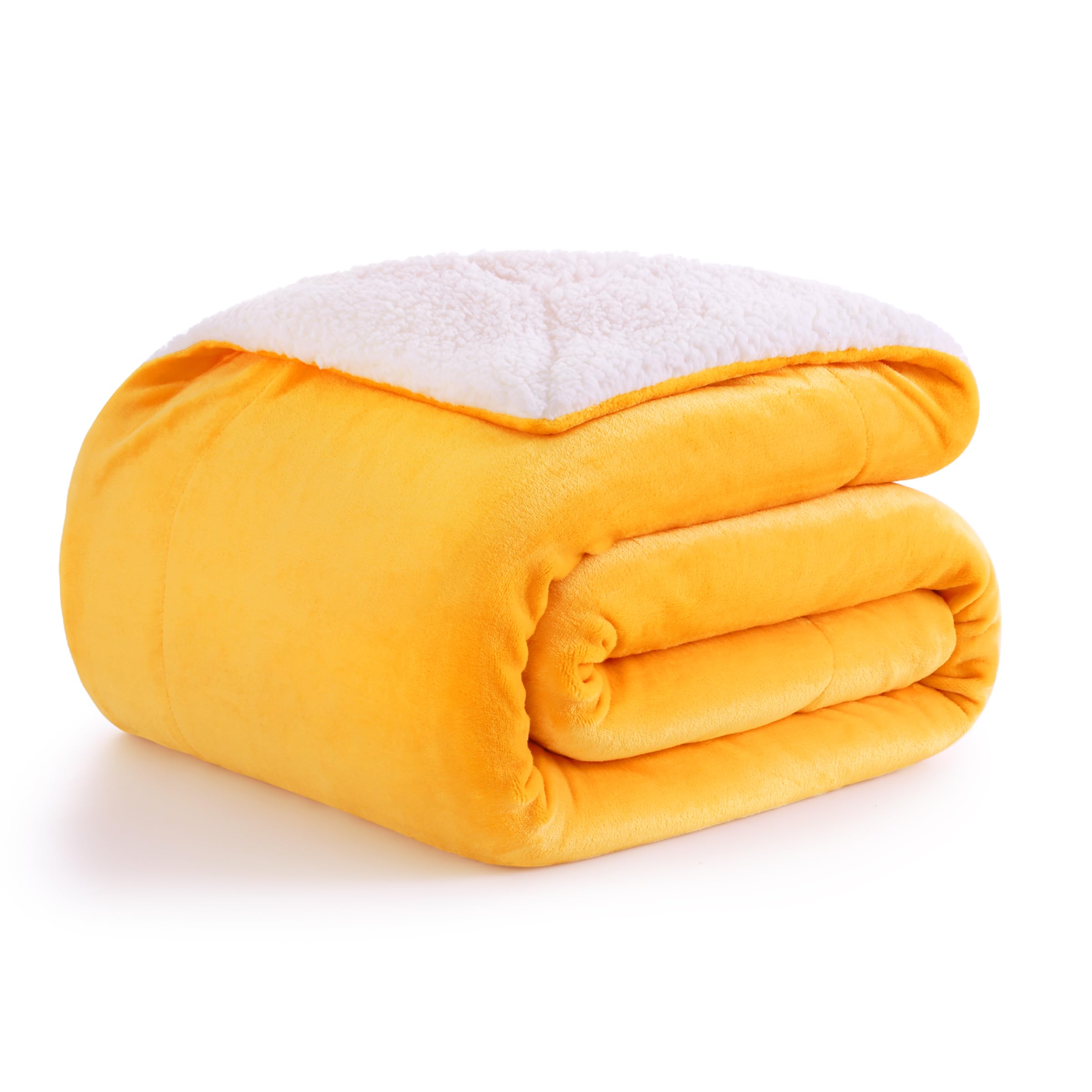 PanxHome Coperta Plaid Pile 200x230cm, 520GSM Coperta Pile per Coperta Pelosa per Letto Super, Blanket di Alta Qualità, Una Coperta di Natale per Tutti (Giallo)