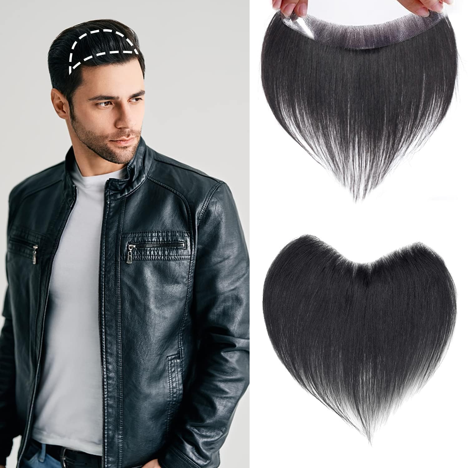 EUPHORIA® LUXELINE Invisible Hairline Patch for Men – Real Black, 100% Natural Human Hair, Ultra-Thin Transparent Poly Base, Handcrafted Frontal Hair Wig for Seamless Hairline Coverage-image-20