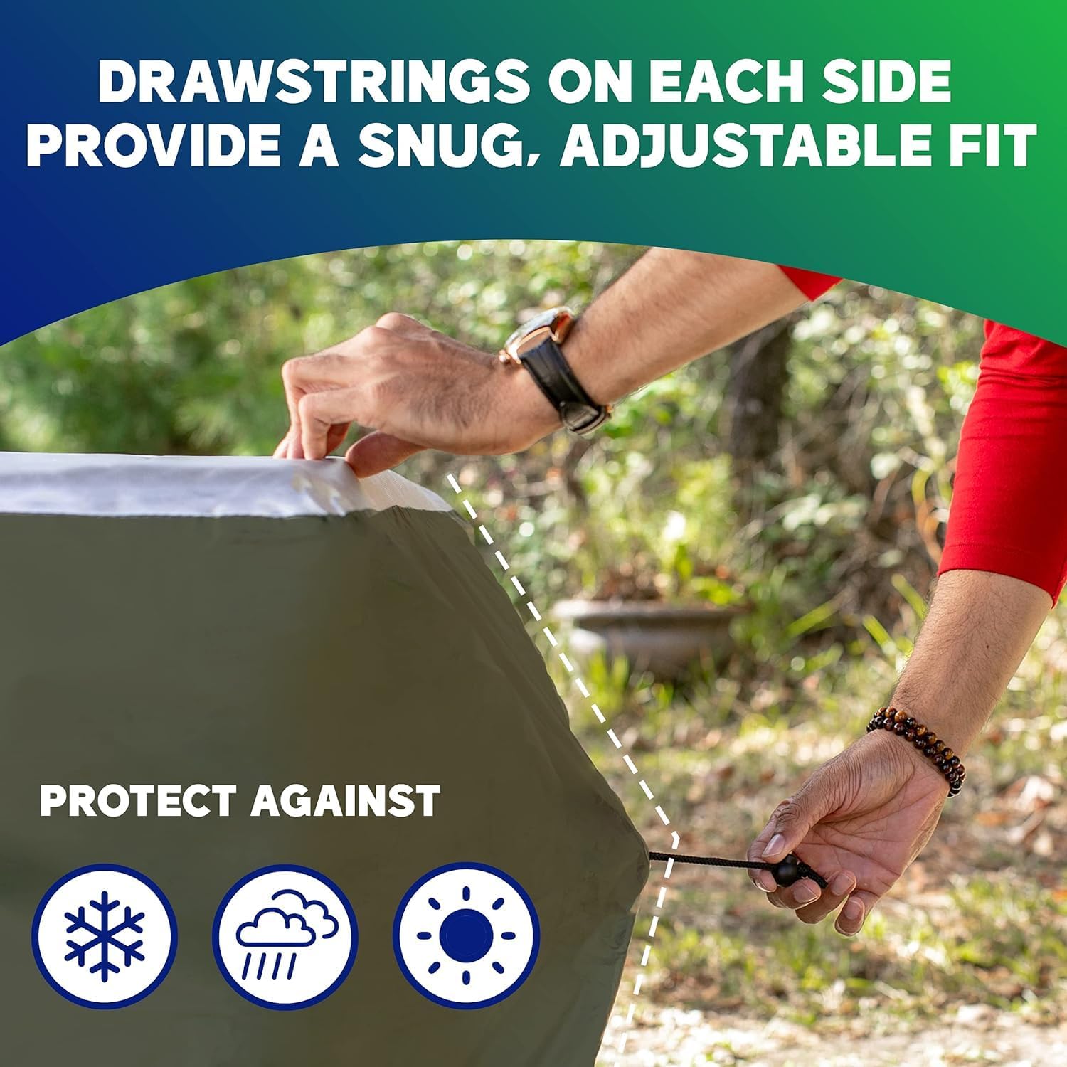 YardStash Deck Box Cover - Heavy Duty, Waterproof Covers for Outdoor Cushion Storage and Large Deck Boxes - Protects from Rain, Wind and Snow - XXL - Green