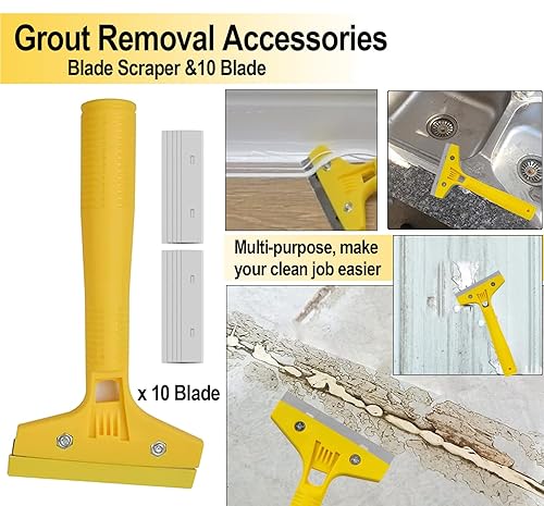 Miniatura 6 de 27 herramientas de eliminación de lechada, herramientas de calafateo de silicona, herramienta de acabado de sellador 3 en 1, raspador de ángulo de