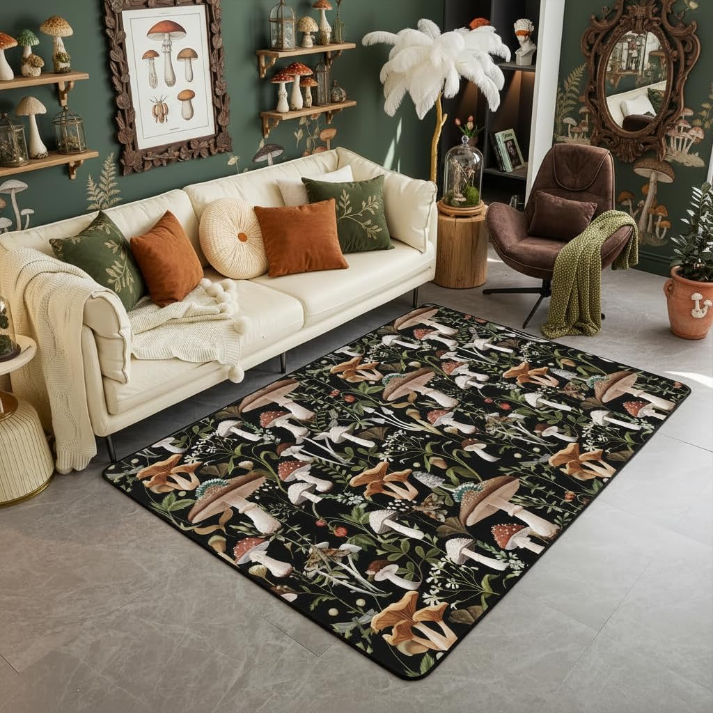 Campfire Area Rug 3'x5',Happy Camping Decor Non Shedding Rug for Kids Teen Adults,Tree Stump Woodland Campsite Decorative Carpet for Playroom Bedroom Dining Room,Camping Adventure
