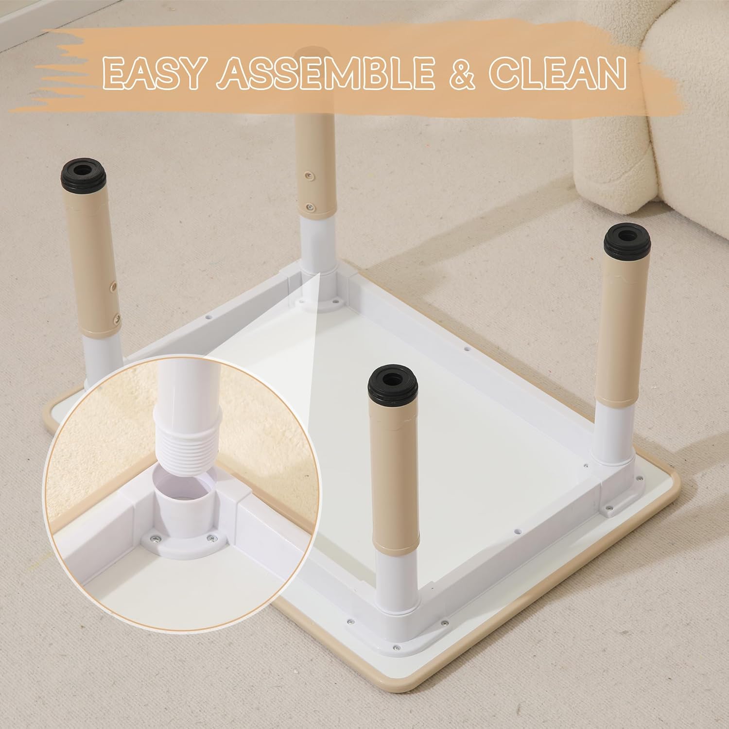 Kids Table and 2 Chairs Set, Height Adjustable Toddler Chairs, Graffiti Desktop Study With Anti-Slip Foot Covers, Children Activity Set for Ages 2-10