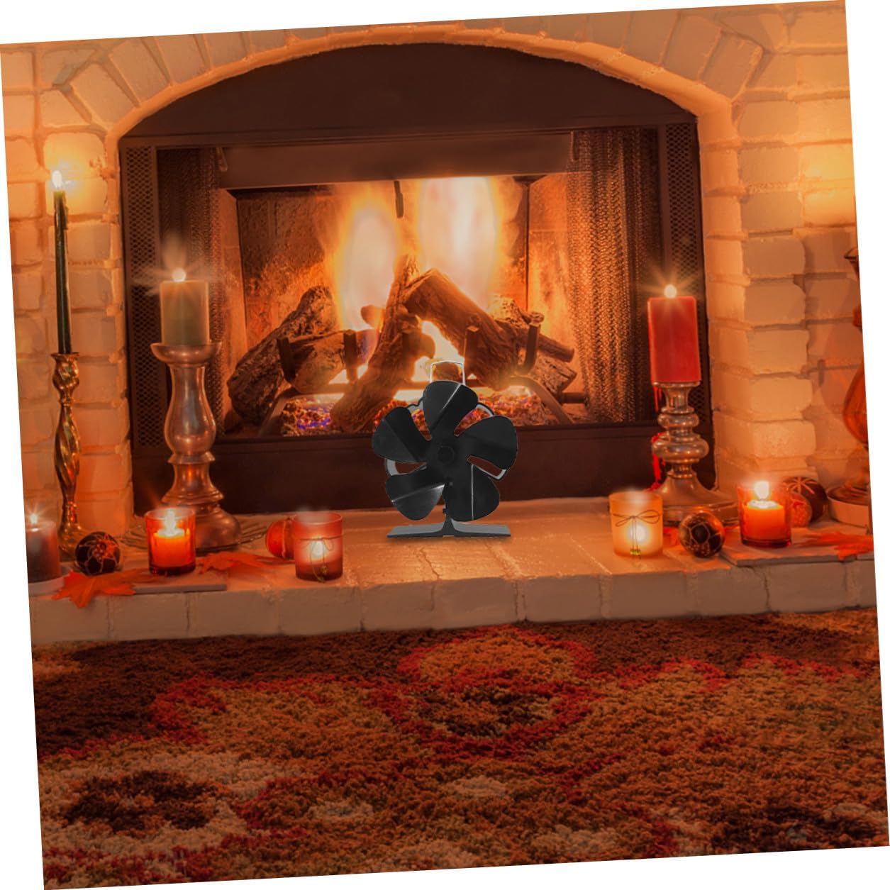 Mini 5-blade Thermal Stove Fan Heat Powered Silent Fireplace Fan with Aluminum Blades for Wood Stove Heating