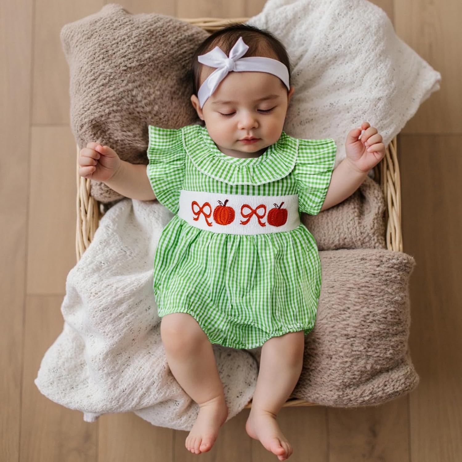 My First Christmas Baby Girl Outfit Infant Christmas tree Bubble Romper Smocked Onesie Fall Newborn Xmas Clothes - Image 2