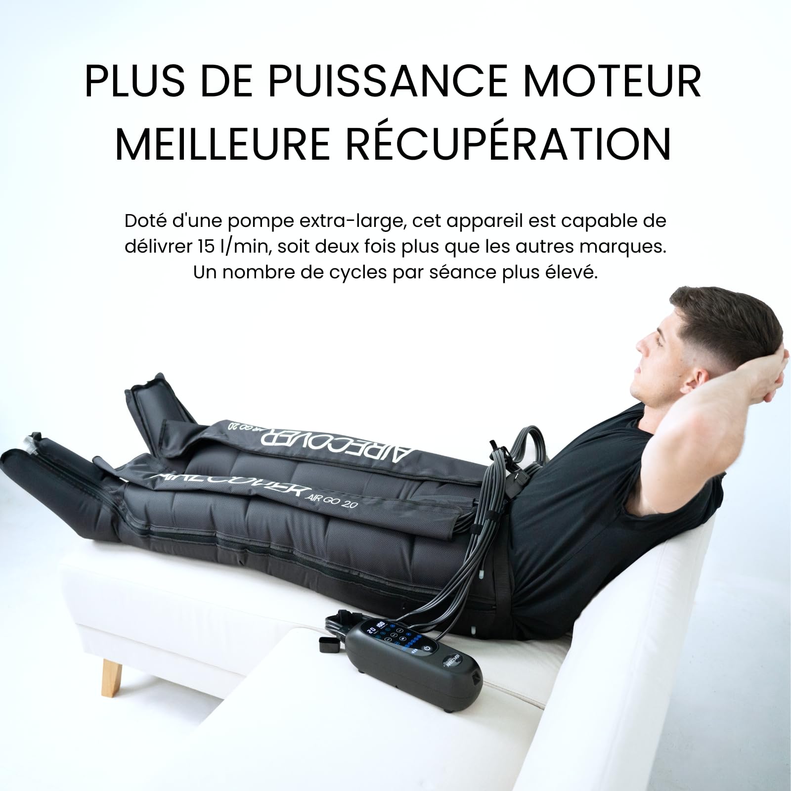 Pantalon Pressothérapie sans fil, Drainage Lymphatique, 6 chambres d’air, 30–250 mmHg, 4 modes, batterie 3h, pour douleurs et jambes fatiguées