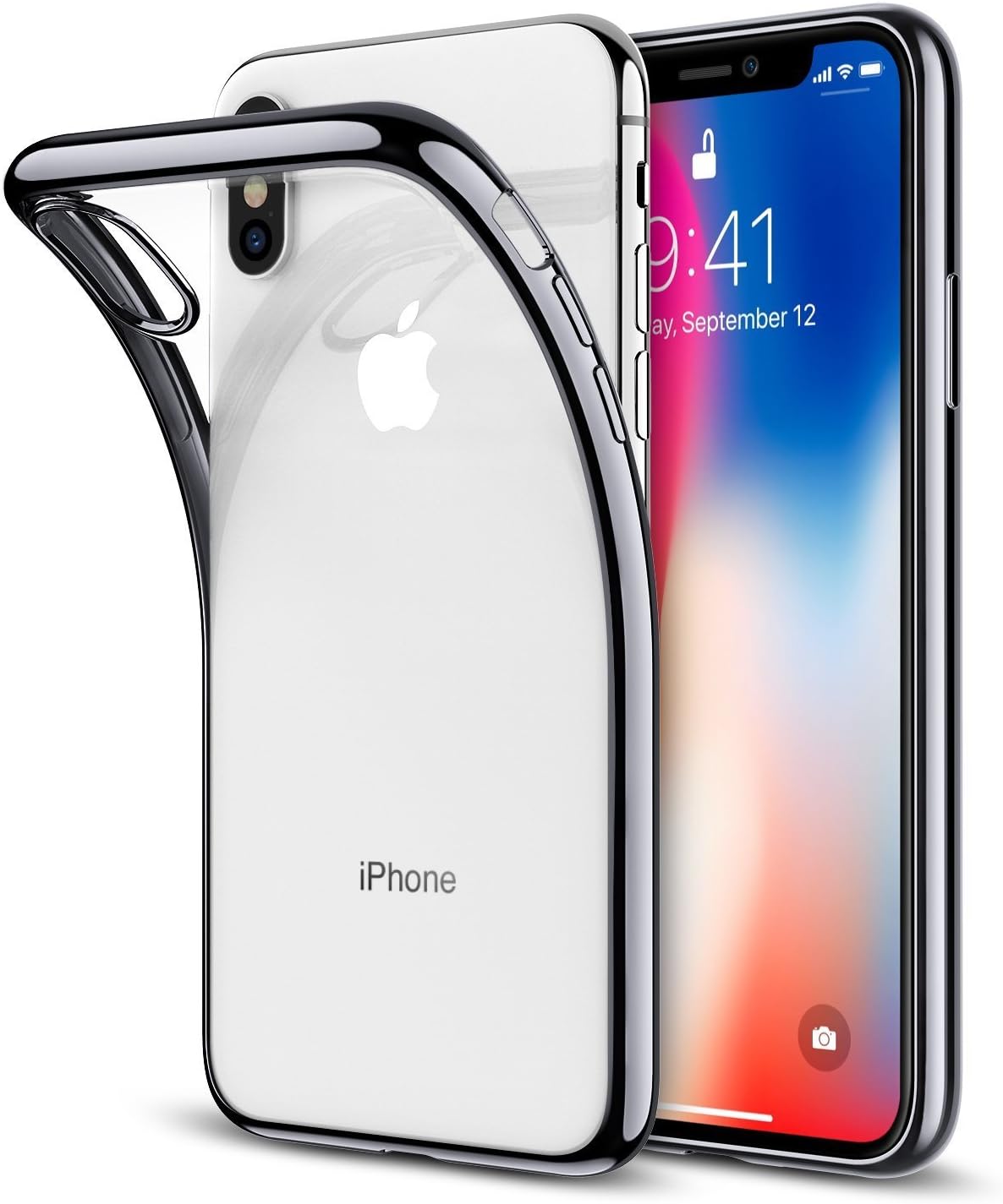 OSIRA iPhone X Case, iPhone 10 Crystal Clear Case Flexible Soft Gel TPU Cover Shell Skin Anti-Scratch Shockproof Case for Apple 5.8" iPhone X/iPhone 10 (2017) - Space Gray