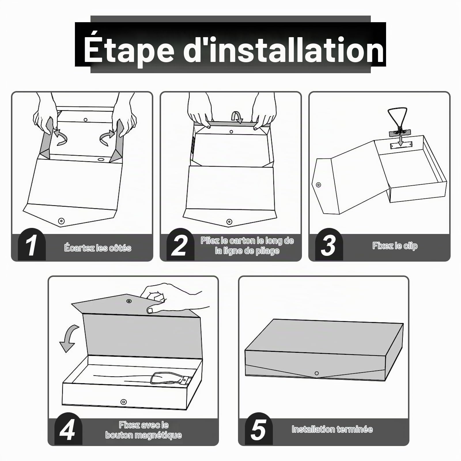 4PCS Boîtes de Classement A4, Dos de 88mm, pour Bureau école (Noir) | Boîte de Classement A4 en Plastique avec Couvercle, Boîte de Rangement