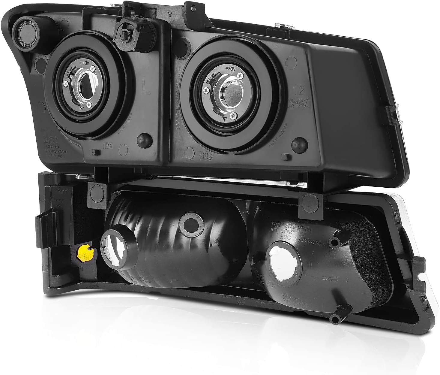 Headlight Assembly Black Housing Fit For Chevy Avalanche 1500 2500 2003-2006,For Chevy Silverado 1500 2003 2005-2006 For Chevy Silverado 2500 2003-2006,Pair of HeadLamp Assembly