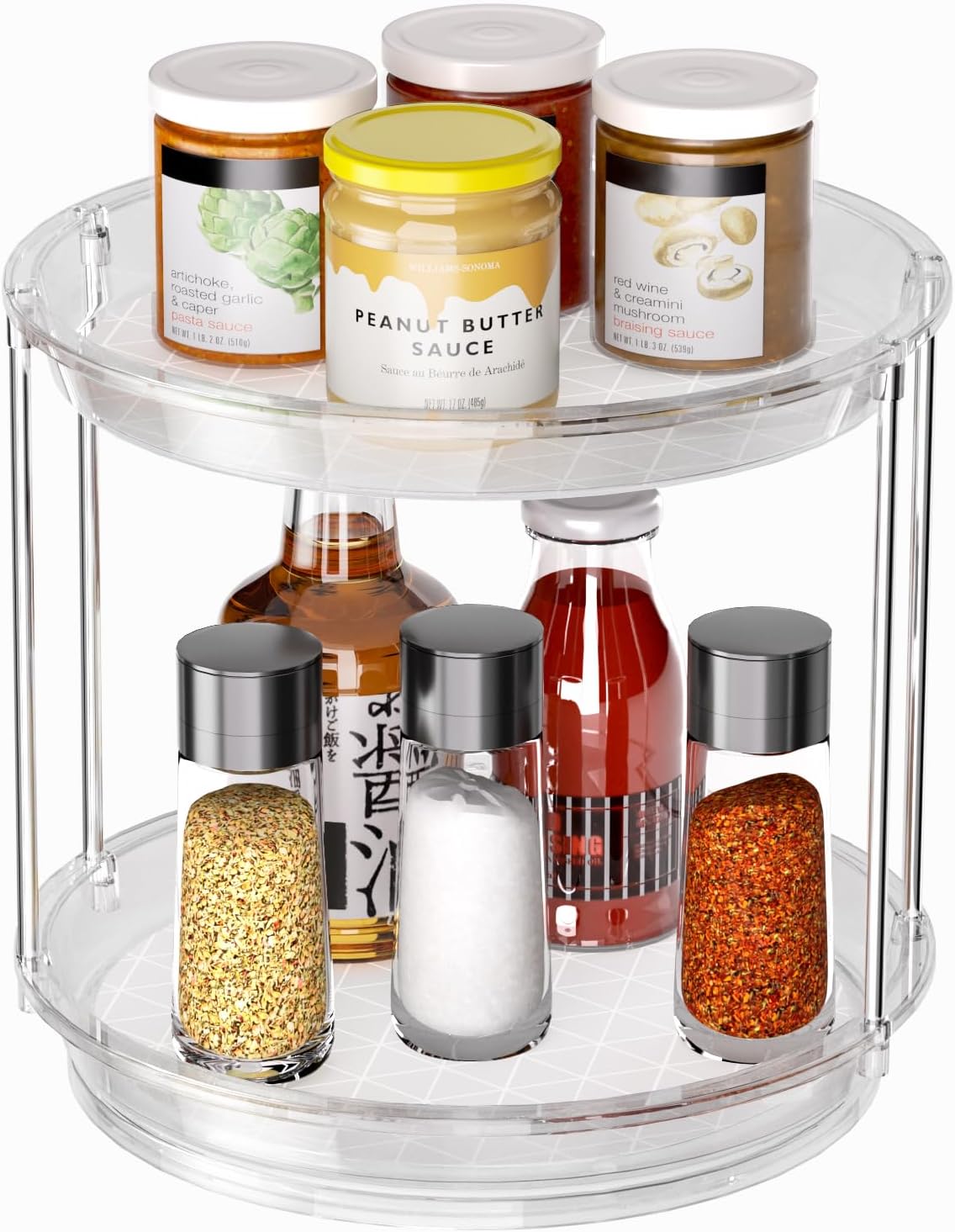 2 Tier Non-Skid Lazy Susan Turntable Organizer, 9" Rotating Spice Rack