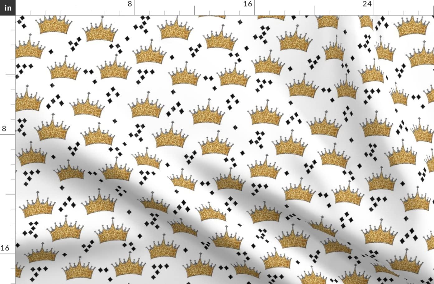 Spoonflower Fabric - Crowns Diamonds Crown King Gold Royal Kids Printed on Organic Cotton Sateen Fabric by The Yard - Sewing Quilting Apparel Home Decor