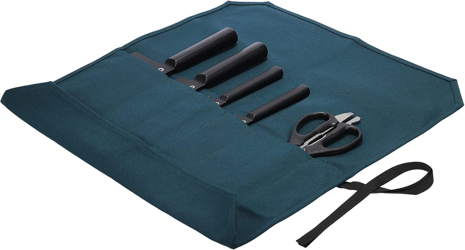 Kaaltisy Chefs Knife Roll Bags, 16oz Waxed Canvas Knife Holder (7 Slots & Tie Rope) - Image 3