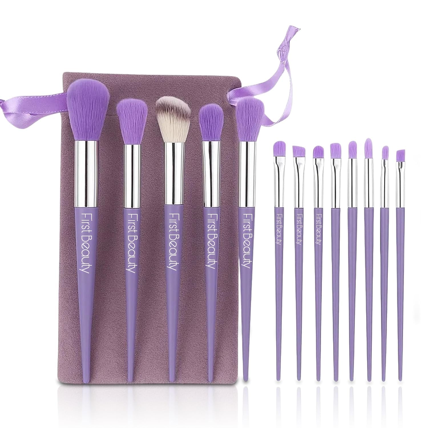 FirstBeauty Premium Makeup Brush Set (13 PCS) – Ultra-Soft Synthetic Bristles, Ergonomic Handles, Eye & Face Brushes, Includes Carry Pouch – Ideal for Foundation, Blending & Eyeshadow (Purple)-image-30
