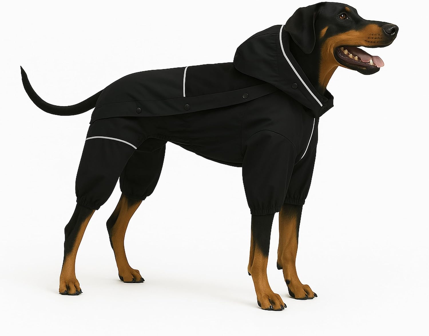 LOVELONGLONG Waterproof Dog Raincoat with Removable Hood – Outdoor Full Body Dog Jacket, Windproof Snowproof Shell Suit – All Season Pet Rain Gear Black S S (Back 11.5") Black