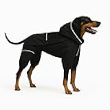LOVELONGLONG Waterproof Dog Raincoat with Removable Hood – Outdoor Full Body Dog Jacket, Windproof Snowproof Shell Suit – All Season Pet Rain Gear Black S