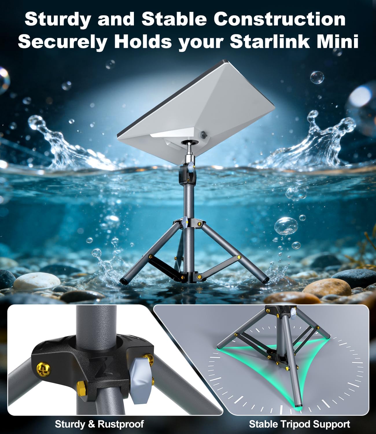 For Starlink Mini Tripod Mount with Adapter, Adjustable Tripod Stand for Starlink Mini Dish, Portable Mounting Kit for Starlink Mini Mount for Starlink Mini Accessories for Camping Outdoor, RV, Travel
