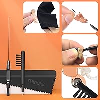 Vista 5 de Kit de limpieza de audífonos con toallitas de limpieza, herramientas de limpieza para audífonos que incluyen cepillo y bucle de cera, imán y paño