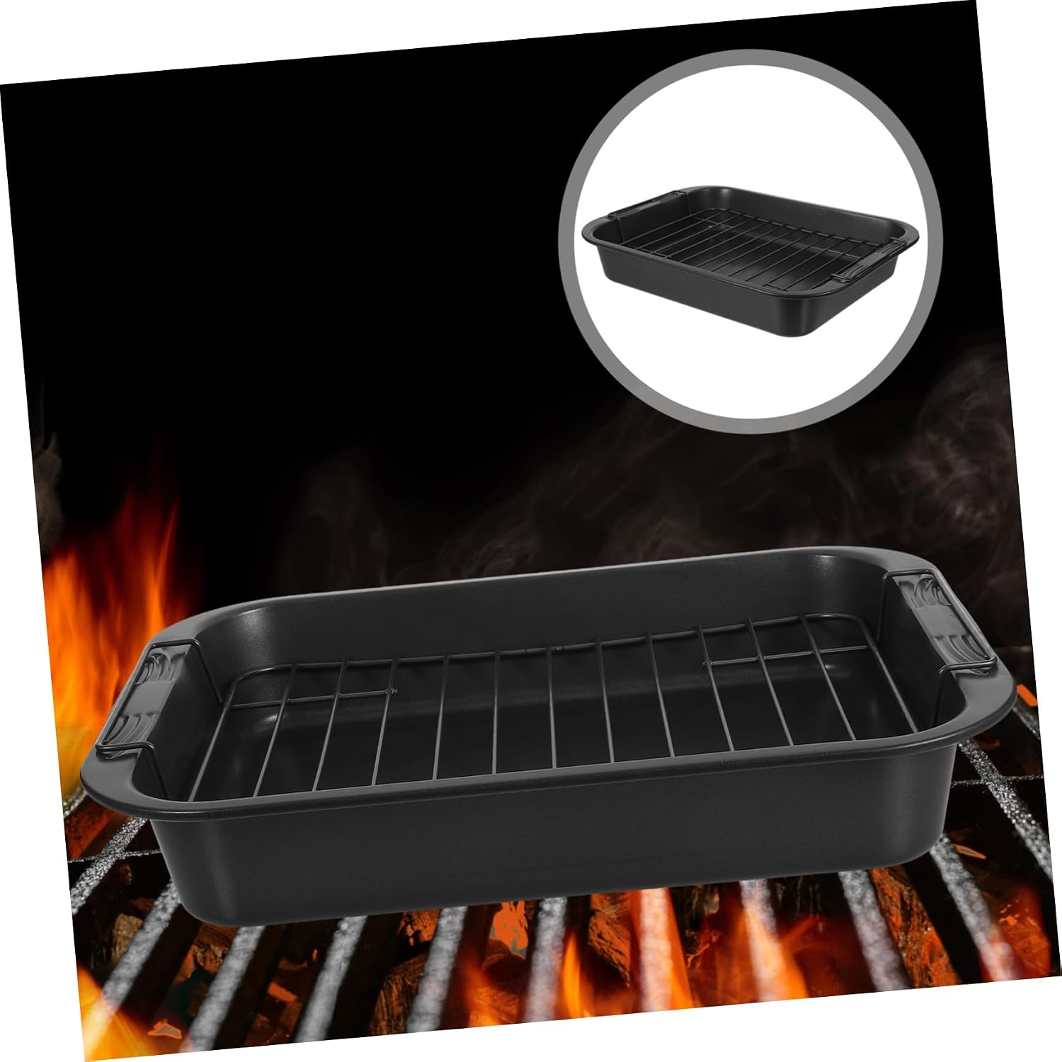 Ipetboom Deep Rectangle Nonstick Baking Pan Rack Carbon Steel Baking Tray for Cookies Pizza and Cakes Oven Safe for Home Bakers