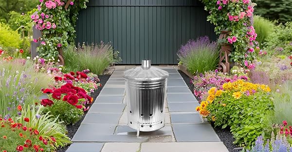 90 Litre 90L Extra Large Galvanised Metal Incinerator Recycle Garden Rubbish Fire Burning Bin Leaves Wood Burner - 5