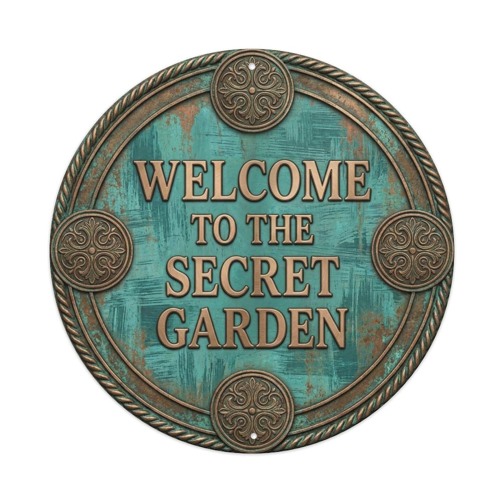 Vintage Welcome Secret Garden Handcrafted Rustic Metal Tin Sign