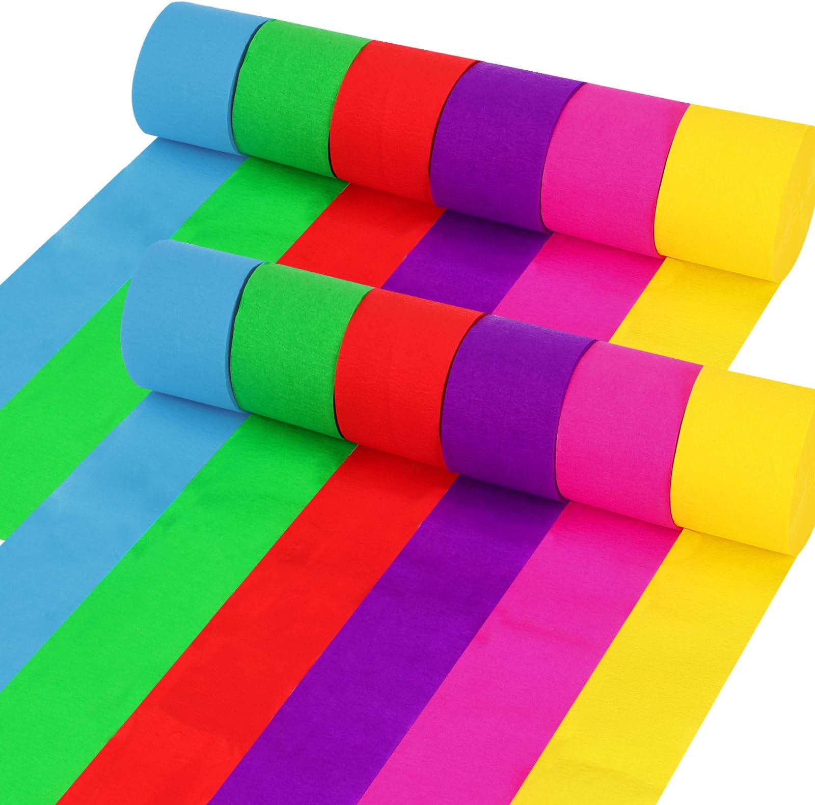 Coceca82ft 12 Rolls Crepe Paper Streamers in 6 Colors, for Wedding Ceremony Various Large Festivals Decoration
