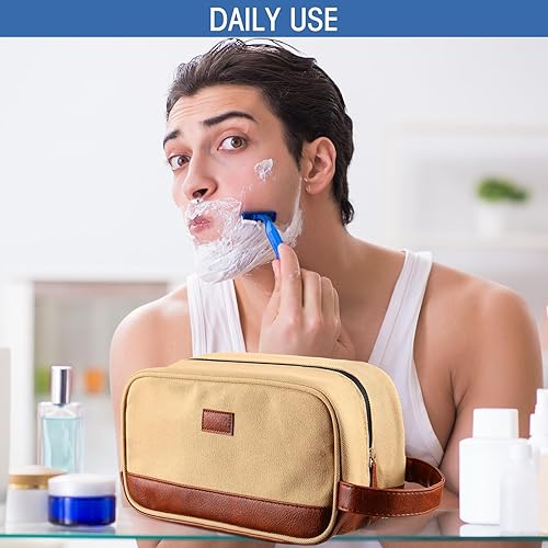 Miniatura 5 de Paterr 6 bolsas de aseo para hombre, para viajes, bodas, padrinos de boda, regalos de lona y cuero, bolsa de afeitar para padrinos de boda, regalos