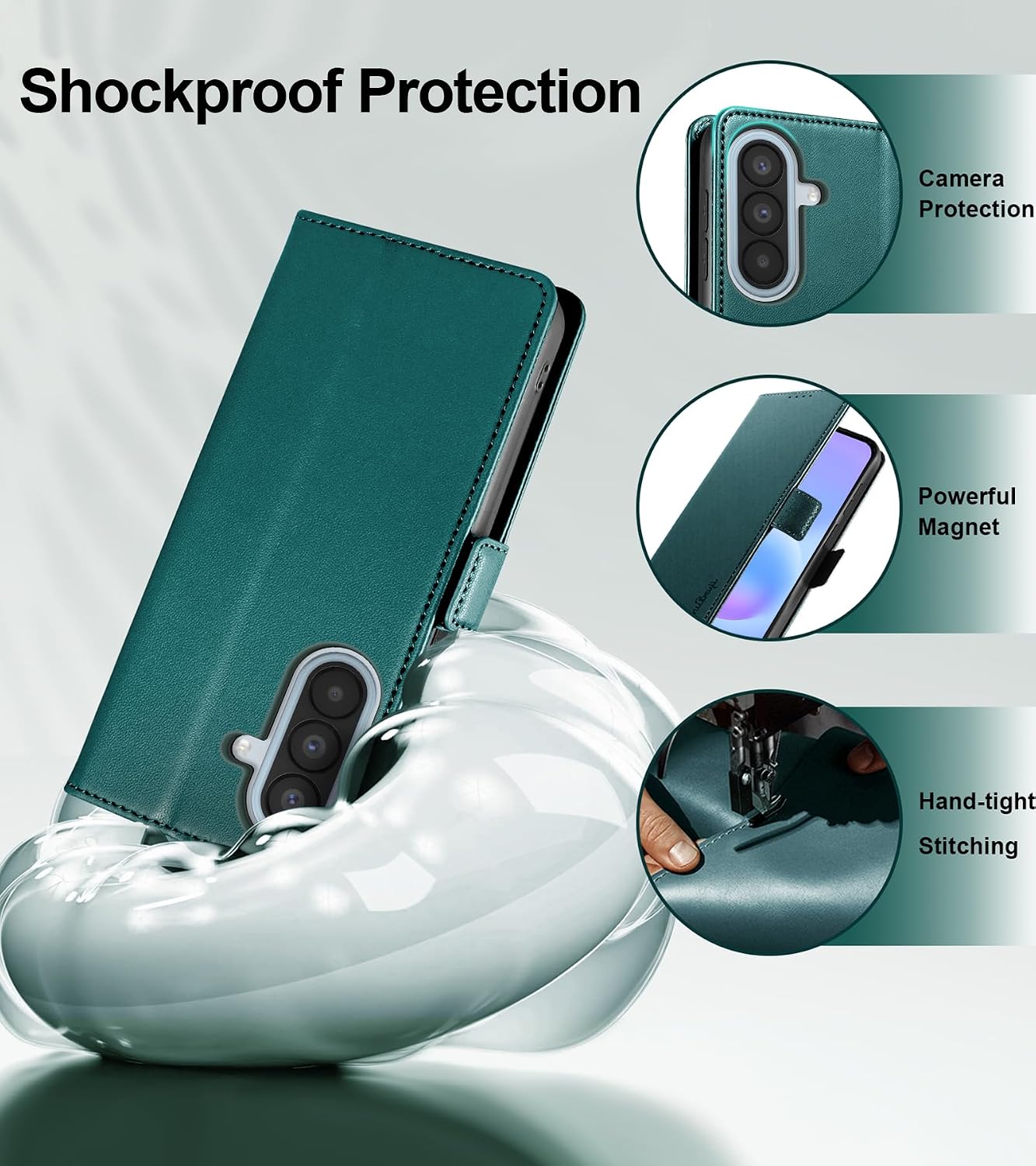 Wallet Flip Case for Samsung Galaxy A57 5G,Green image 5