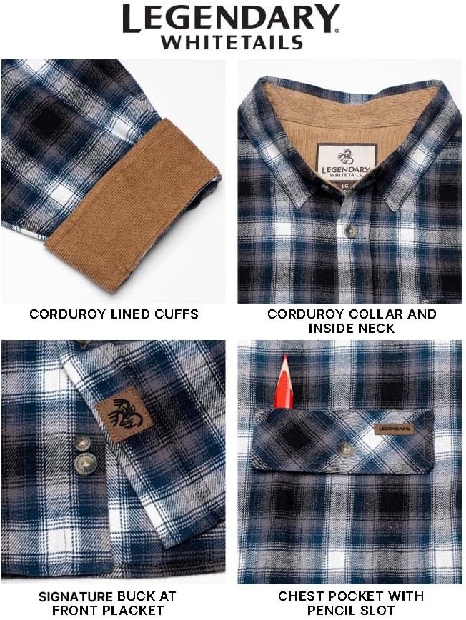 Miniatura 6 de Legendary Whitetails Camisa de franela de manga larga con botones para hombre, 100% algodón