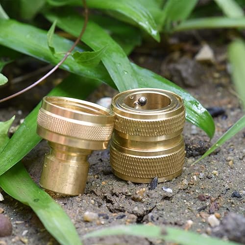 Miniatura 5 de PLG Manguera de jardín de conexión rápida, accesorios de manguera de agua de desconexión rápida de latón genuino hembra-hembra, juego de 2