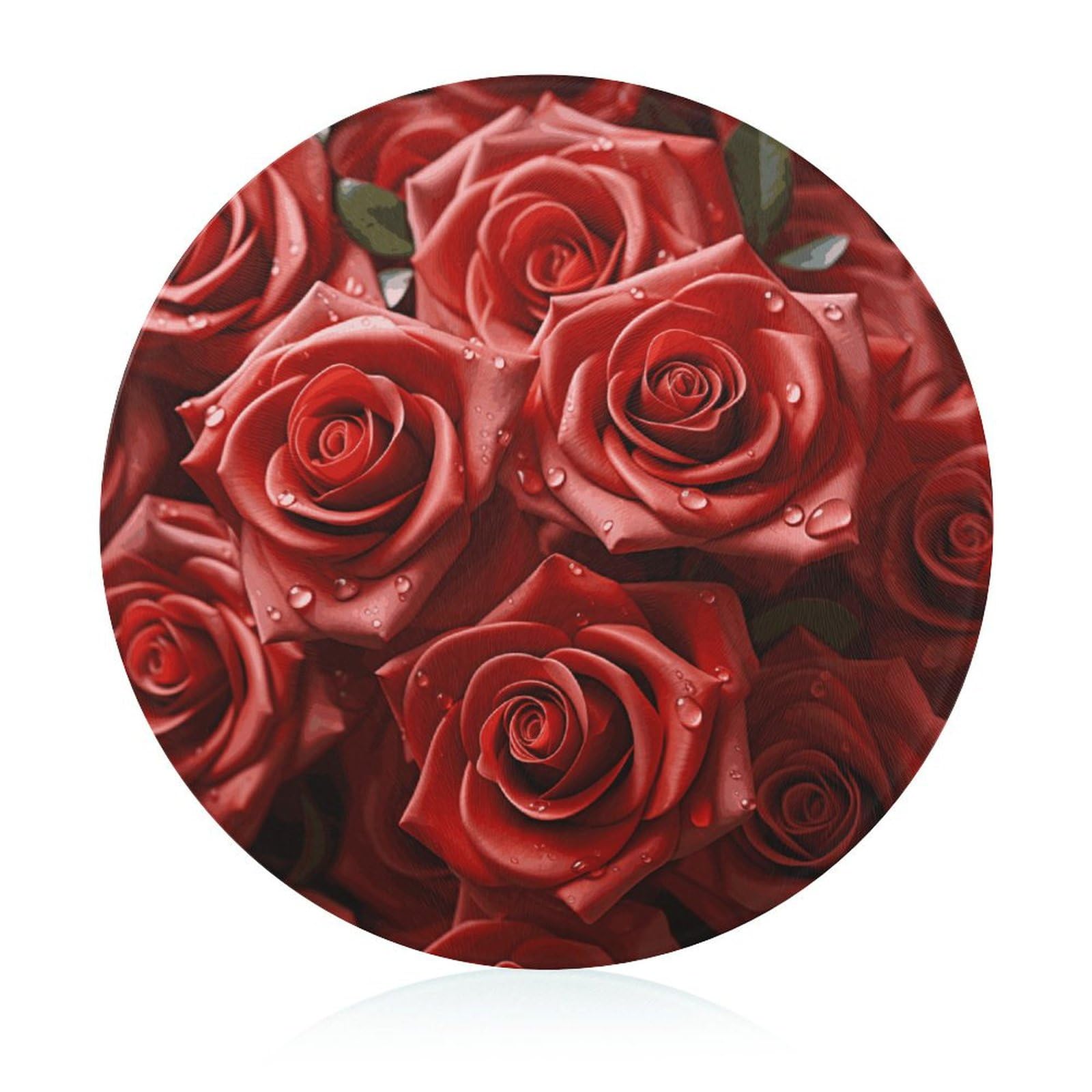 Tapis à découper rond en verre roses rouges et planche à charcuterie de cuisine