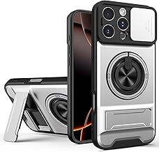 BORYA Funda Magnética para Xiaomi Poco F8 Ultra, Cubierta de Cámara Deslizante Proteger, Militar Antigolpes Protectora Cover con 360°Rotación Anillo Soporte - Plata