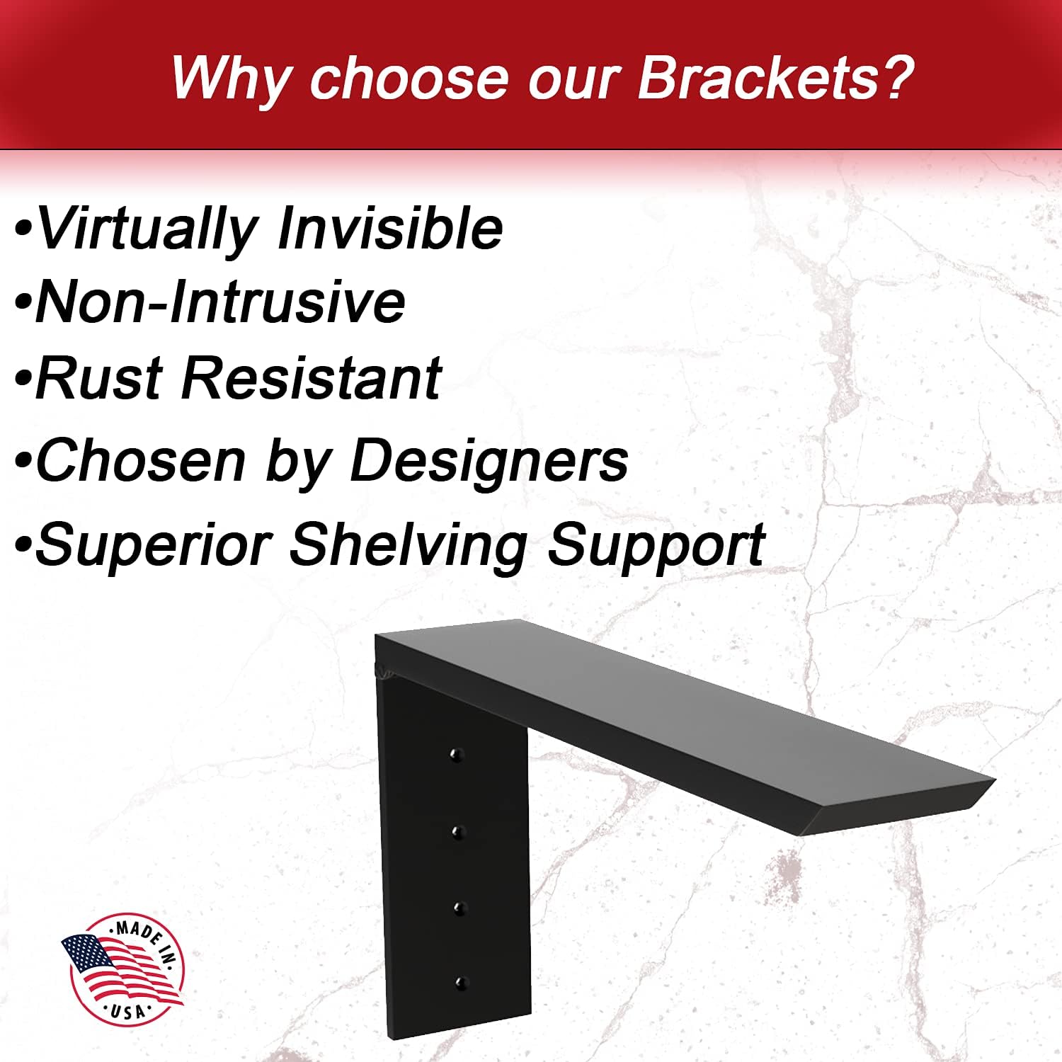 Regular Shelf Bracket (10H x 10V inch)-Easy Installation, Floating Shelves, Floating Wall Book Shelf, Ideal for Home Projects, Strong Durable, Made in USA,1 Count